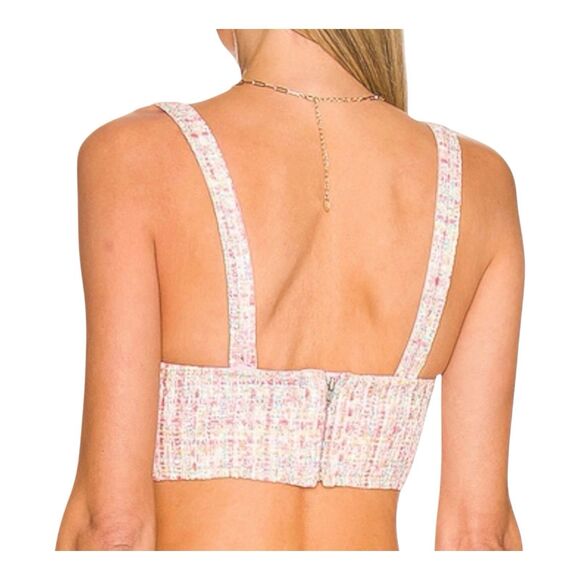 Assignment Crop Top WMNS M Pink Tweed Bralette Maribel Preppy Barbie Sweetheart - Picture 10 of 11